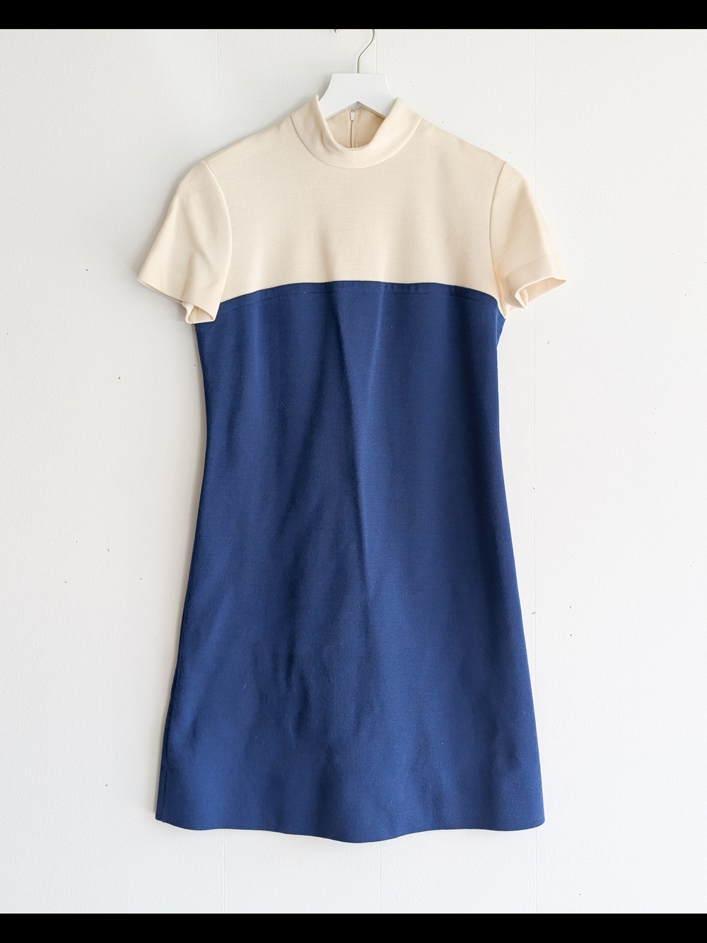 Vintage 1960s Peck & Peck Blue & White Wool Double Breast Pea Coat Dress Set Med - Picture 6 of 10